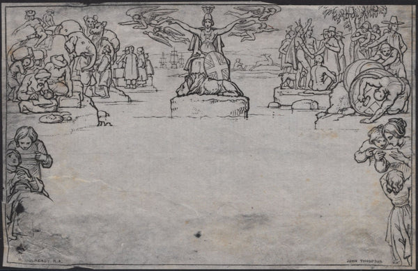 142511 1840 1D MULREADY PROGRESSIVE DIE PROOF OF FRONT, STATE THREE IN BLACK ON INDIAN WHITE WOVE PAPER.