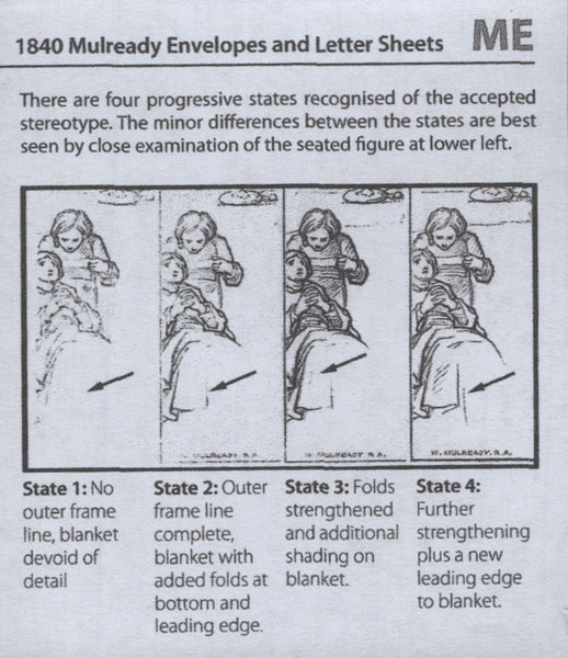 142511 1840 1D MULREADY PROGRESSIVE DIE PROOF OF FRONT, STATE THREE IN BLACK ON INDIAN WHITE WOVE PAPER.