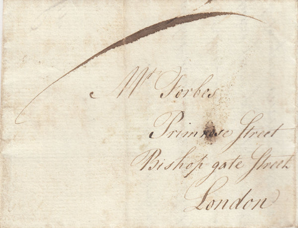 142517 1777 LETTER USED LOCALLY IN LONDON FROM CLIFFORDS INN TO BISHOPSGATE STREET WITH GOOD TO FINE STRIKE DOCKWRA GENERAL OFFICE HAND STAMP TYPE 4 (L336).