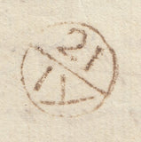 142521 1781 MAIL DORSET COURT, LONDON TO LICHFIELD WITH 'D' LONDON RECEIVERS HANDSTAMP AND VERY FINE FINE BISHOP MARK.