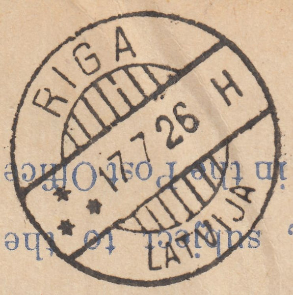 142524 1926 REGISTERED INSURED MAIL FOWEY, CORNWALL TO RIGA, LATVIA.