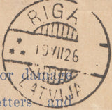 142524 1926 REGISTERED INSURED MAIL FOWEY, CORNWALL TO RIGA, LATVIA.