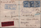 142525 1923 REGISTERED INSURED MAIL LONDON TO FINLAND.