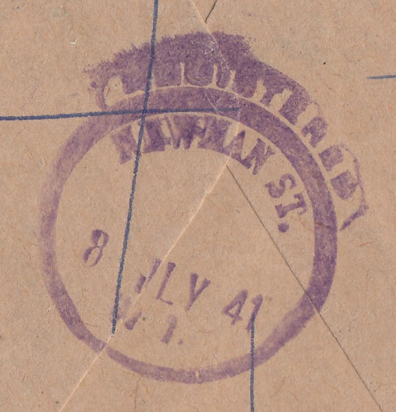 142546 1941 REGISTERED AIRMAIL LONDON TO AUSTRALIA WITH ½d AND 2½d CENTENARY ALSO 2/6 BROWN (SG476).