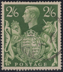 142559 1942 2/6 YELLOW-GREEN (SG476b) 'MAJOR UNICORN RE-ENTRY' VERY FINE USED.