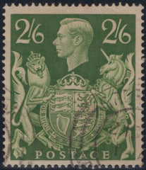 142560 1942 2/6 YELLOW-GREEN (SG476b) 'MAJOR UNICORN RE-ENTRY' VERY FINE USED.