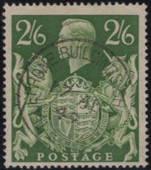 142563 1942 2/6 YELLOW-GREEN (SG476b) MINOR RE-ENTRY, GOOD USED.