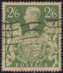 142568 1942 2/6 YELLOW-GREEN (SG476b) 'MAJOR RE-ENTRY' (SPEC Q30a) GOOD USED.
