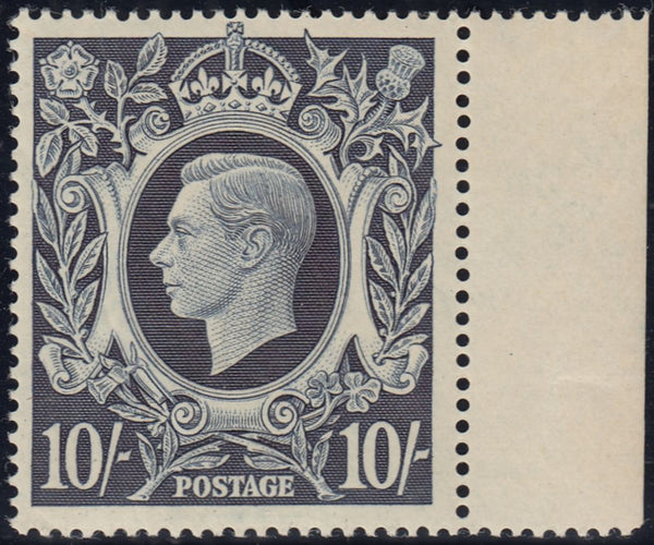 142581 1939 10/- DARK BLUE (SG478) III STATE WITH RE-ENTRY, VERY UNMOUNTED O.G.