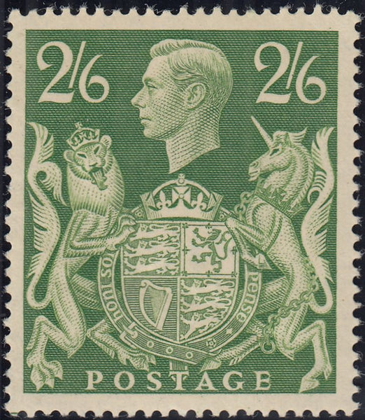 142583 1942 2/6 YELLOW-GREEN (SG476b) 'MAJOR UNICORN RE-ENTRY' GOOD UNMOUNTED O.G.