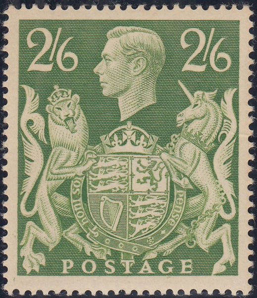 142586 1942 2/6 YELLOW-GREEN (SG476b) 'MAJOR RE-ENTRY' (SPEC Q30a) FINE O.G.