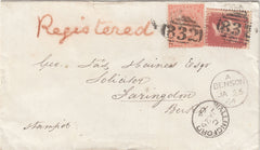 142607 1864 REGISTERED MAIL BENSON, OXON TO FARINGDON, BERKS WITH 4D (SG80), 1D (SG40).