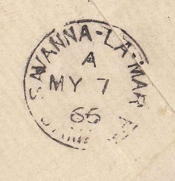 142612 1866 MAIL LONDON TO SAVANNA, LA MAR, JAMAICA 1S GREEN (SG101).