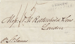 142622 1838 MAIL NEW YORK TO LONDON WITH 'ROMNEY/SHIP LETTER' (Rob S3) AND 'GILPIN'S' FORWARDING CACHET.