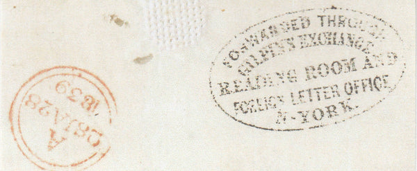 142622 1838 MAIL NEW YORK TO LONDON WITH 'ROMNEY/SHIP LETTER' (Rob S3) AND 'GILPIN'S' FORWARDING CACHET.
