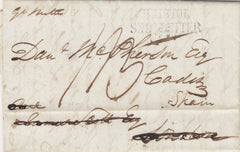 142627 1839 MAIL NEW YORK TO CADIZ VIA BRISTOL AND LONDON PER 'Gt Western' with 'BRISTOL/SHIP LETTER' HANDSTAMP (Rob S8).
