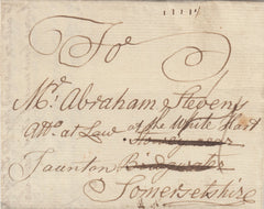 142632 1775 MAIL LONDON TO BRIDGWATER, RE-DRIECTED TO TAUNTON WITH VERY FINE 'Partington' LONDON RECEIVERS HANDSTAMP.