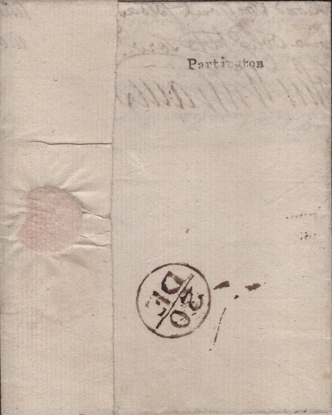 142632 1775 MAIL LONDON TO BRIDGWATER, RE-DRIECTED TO TAUNTON WITH VERY FINE 'Partington' LONDON RECEIVERS HANDSTAMP.