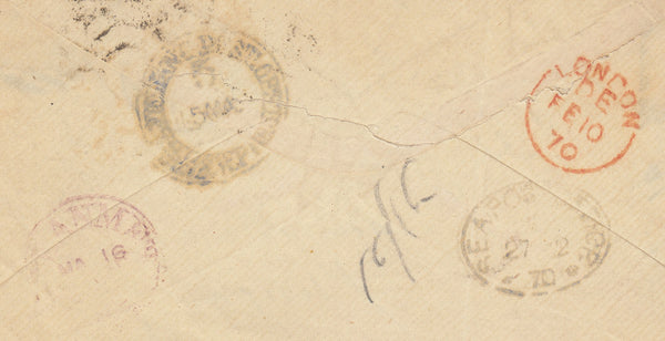 142636 1870 MAIL BIRKENHEAD, CHESHIRE TO PUNJAB, INDIA WITH 9D (SG110).