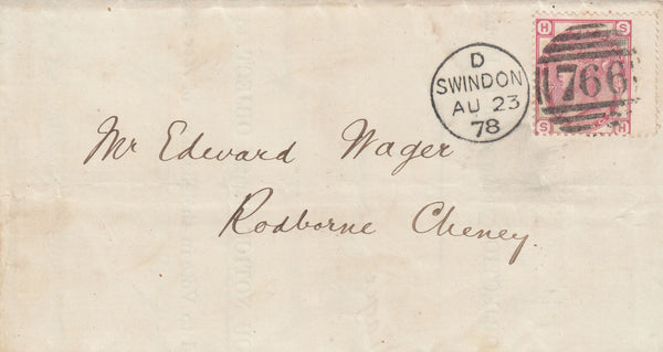 142637  1878 'NOTICE OF OBJECTION' USED LOCALLY IN SWINDON 3D ROSE (SG143).