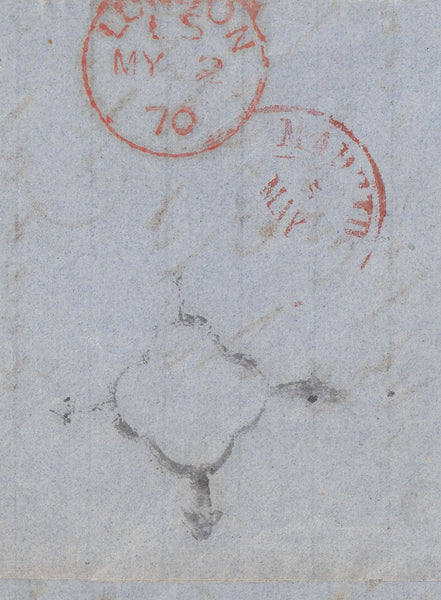 142641 1870 MAIL MANCHESTER TO MADRID 6D PL.8 (SG109).