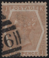 142648 1872 6D PALE CHESTNUT PL.11 (SG122b) FINE USED.