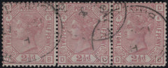 142652 1877 2½d ROSY-MAUVE PL.8 (SG141) FINE TO VERY FINE USED STRIP OF THREE.