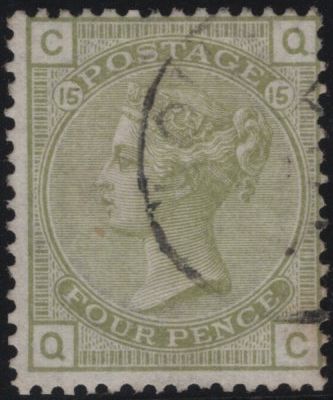 142655 1877 4D SAGE-GREEN PL.15 (SG153) VERY FINE USED.
