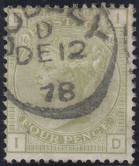 142658 1877 4D SAGE-GREEN PL.16 (SG153) FINE TO VERY FINE USED.