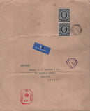 142667 1939 LARGE ENVELOPE AIRMAIL LIVERPOOL TO CALCUTTA, INDIA KGVI 10S DARK BLUE (SG478) X 2.