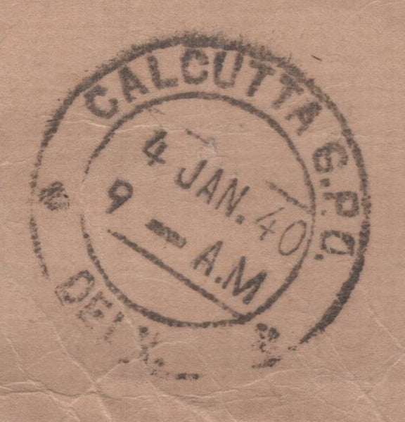 142667 1939 LARGE ENVELOPE AIRMAIL LIVERPOOL TO CALCUTTA, INDIA KGVI 10S DARK BLUE (SG478) X 2.
