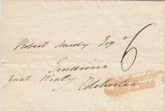 142683 CIRCA 1829-1839 LETTER HADLEIGH, SUFFOLK TO COLCHESTER WITH 'HADLEIGH' UDC IN BLACK (SK156).