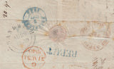 142684 1840 MAIL SANDWICH, KENT TO BRUSSELS WITH HANDSTAMPS 'RETURNED FROM' IN RED (L1154a) AND 'REBUT' IN BLUE.