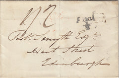 142688 1836 WRAPPER WESTON SUPER MARE, SOMS TO EDINBURGH WITH 'Crofs/Penny Post' HANDSTAMP (SO437).