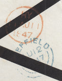 142689 1847 MOURNING ENVELOPE LONDON TO SHEFFIELD 1D PL.71 (SG9).