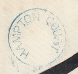 142701 1860 MOURNING ENVELOPE USED IN LONDON WITH 'HAMPTON COURT' UDC IN BLUE.