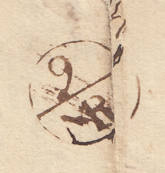 142704 1758 MAIL UFFORD, SUFFOLK TO QUEEN ANNES BOUNTY, LONDON 'IPS/WICH' TWO LINE HANDSTAMP (SK180).