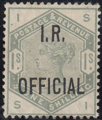142712 1885 1S DULL GREEN 'I.R. OFFICIAL' (SGO7) GOOD UNUSED.