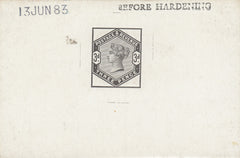 142726 1883 3D LILAC (SG191) DIE PROOF DATED 1883 ENDORSED 'BEFORE HARDENING'.