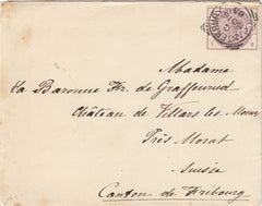 142727 1885 MAIL CANTERBURY, KENT TO SWITZERLAND 2½D LILAC (SG190).