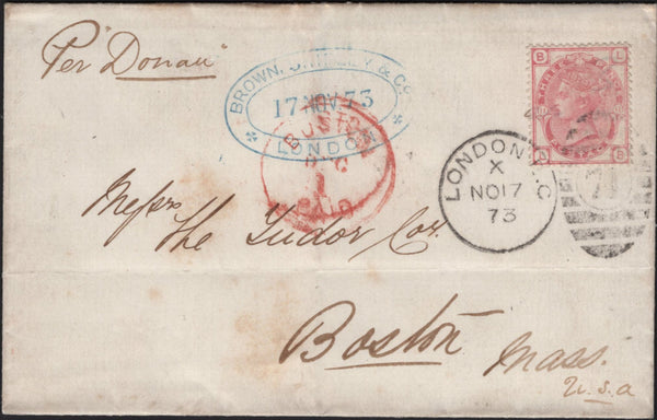 142728 1873 MAIL LONDON TO BOSTON, U.S.A. 3D PL.11 (SG144).