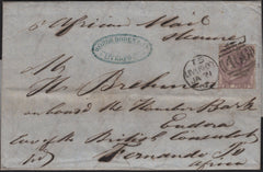 142731 1862 MAIL LIVERPOOL TO FERNANDO PO, AFRICA 6D LILAC (SG68).