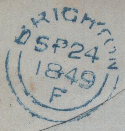 142748 1849 MAIL USED LOCALLY IN BRIGHTON 1D PL.75 (SG8)(KH).