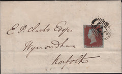 142756 1844 MAIL HOLT, NORFOLK TO WYMONDHAM 1D PL.44 (SG8)(LE).