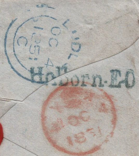 142771 1851 MAIL LONDON TO LUDLOW 1D (SG3) STRIP OF THREE, UNUSUAL 3D RATE.