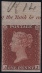142779 1854 DIE 1 1D IMPERFORATE IMPRIMATUR FROM UNISSUED RESERVE PLATE FOURTEEN.