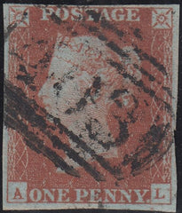 142786 1844 1D PL.50 (SG8)(AL) FINE USED, MISSING IMPRIMATUR LETTERING.