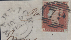 142788 1844 PIECE 1D PL.40 (SG8)(LD) '79' NUMERAL OF KNOWLE, WARWICKS WITH 'WARWICK' DATESTAMP MY 9 1844 EARLIEST RECORDED USAGE.