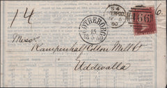 142801 1860 PRINTED MATTER LIVERPOOL TO UDDIVALLA, SWEDEN 1D (SG40)(NG).