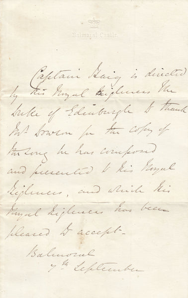 142806 1873 MAIL FROM BALMORAL CASTLE, ENVELOPE AND LETTER BOTH WITH EMBOSSED CREST TO CHESHIRE 1D PL.168 (SG43) CALEDONIAN T.P.O. CANCELLATION.